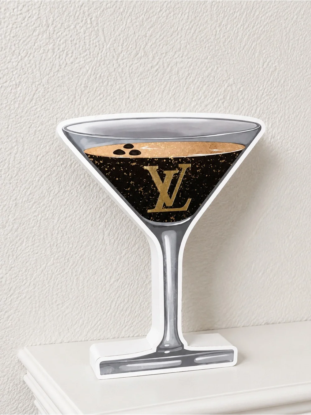Louis Vuitton Black and Gold Martini Glass Decorative Accent